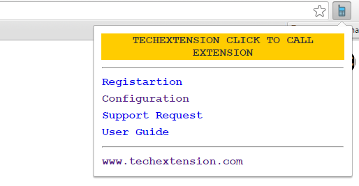 Techextension click To call chrome extension popup window