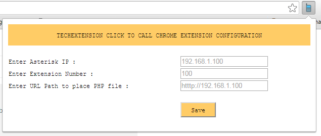 Techextension click To call chrome extension Configuration.